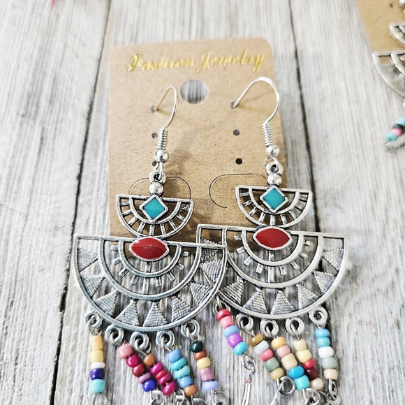 8 Pairs of Bohemian Style Colorful Feather Fashion Jewelry Earrings Lot Costume - Picture 3 of 16